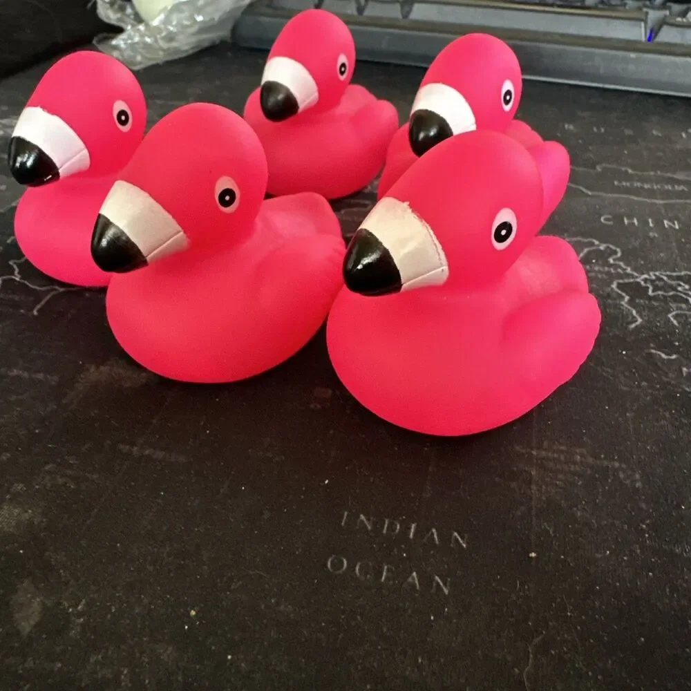 Pink Flamingo Rubber Ducks Bath Toy Party Favor Decoration